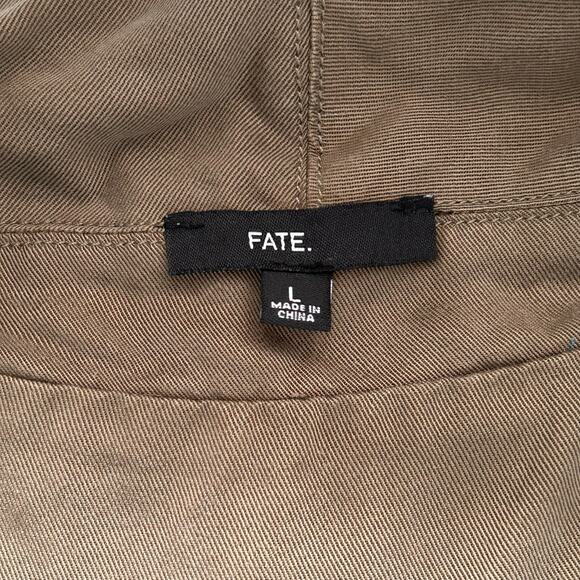 Fate Olive Green Drape Front Vest Drawstring Cinched Waist Women's Sz L - Picture 9 of 13